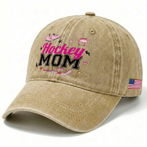 Proud Hockey Mom Washed Cotton Baseball Cap Ice Hockey Supporter Gift TS12 Print Your Wear
