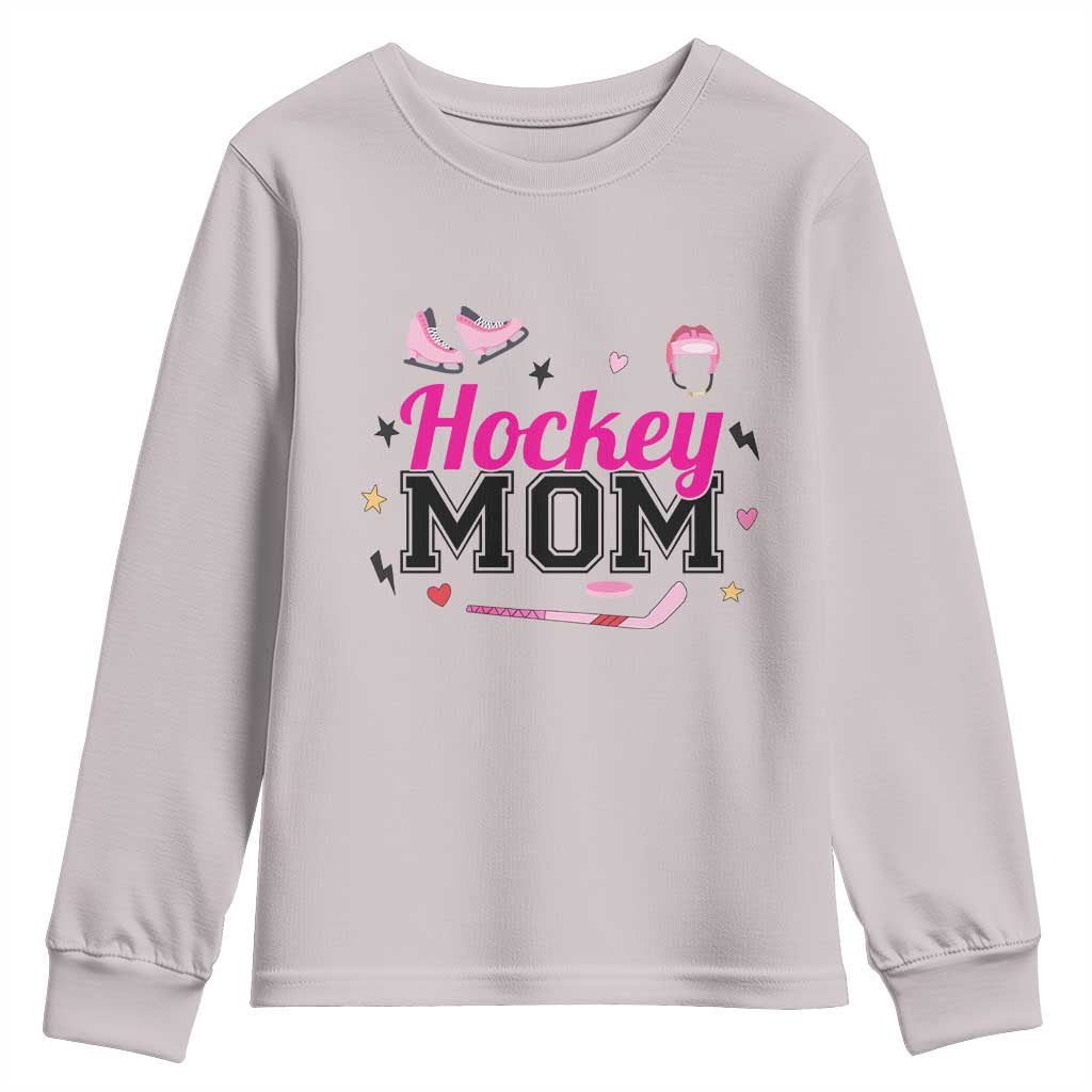 Proud Hockey Mom Youth Sweatshirt Ice Hockey Supporter Gift TS12 Ice Gray Print Your Wear