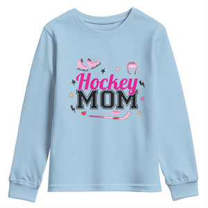 Proud Hockey Mom Youth Sweatshirt Ice Hockey Supporter Gift TS12 Light Blue Print Your Wear