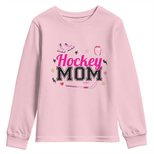 Proud Hockey Mom Youth Sweatshirt Ice Hockey Supporter Gift TS12 Light Pink Print Your Wear