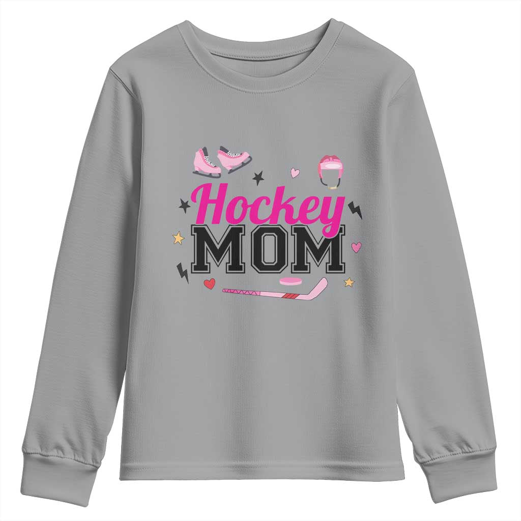 Proud Hockey Mom Youth Sweatshirt Ice Hockey Supporter Gift TS12 Sport Gray Print Your Wear