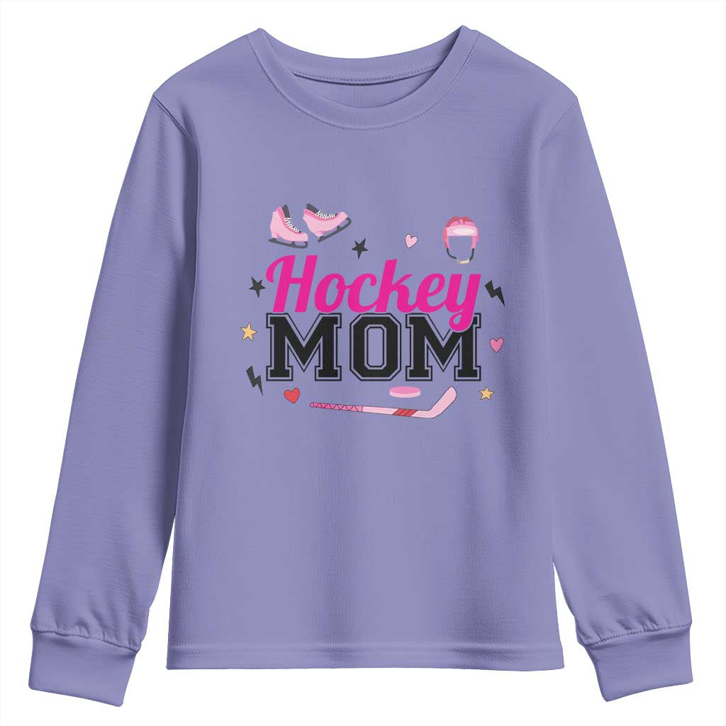 Proud Hockey Mom Youth Sweatshirt Ice Hockey Supporter Gift TS12 Violet Print Your Wear