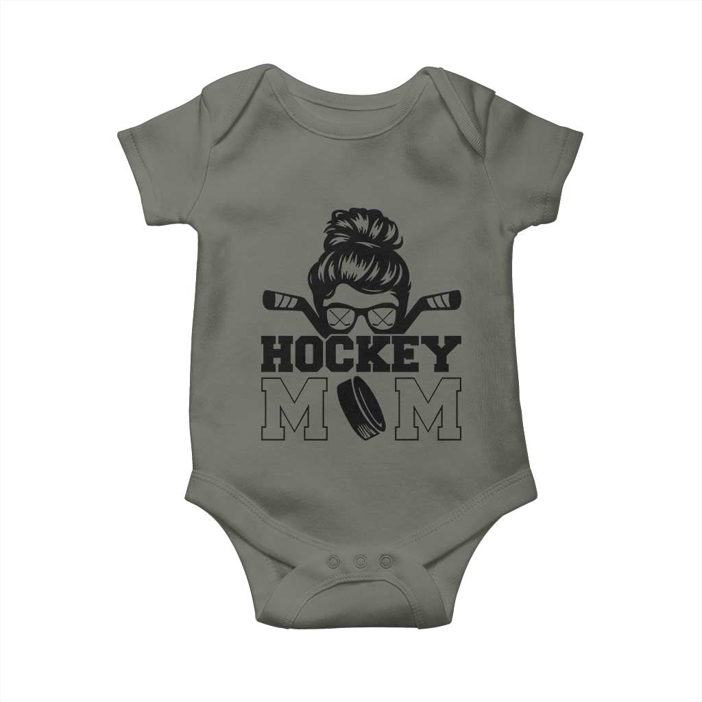 Funny Hockey Mom Quote Baby Onesie Gift For Hockey Lovers TS12 Military Green Print Your Wear