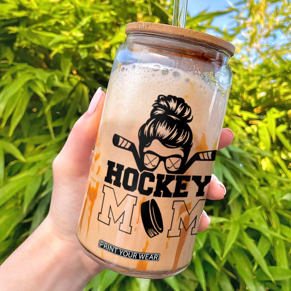 Funny Hockey Mom Quote Glass Can Gift For Hockey Lovers TS12 White Print Your Wear