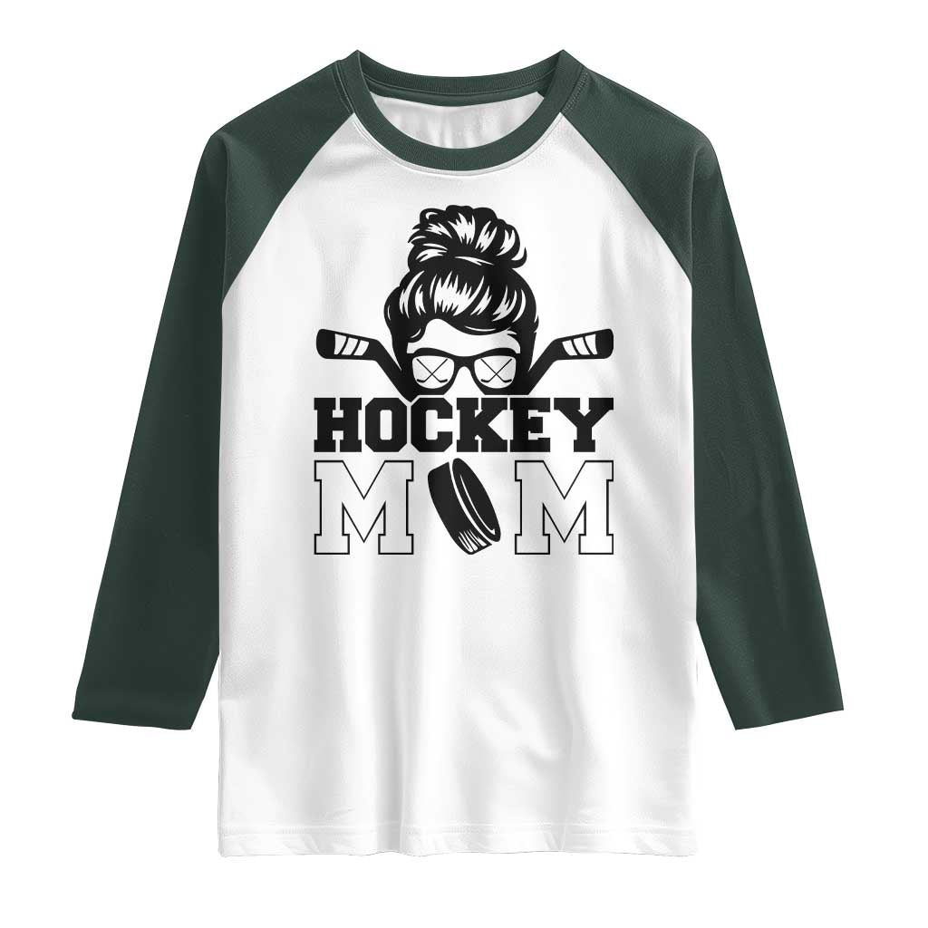 Funny Hockey Mom Quote Raglan Shirt Gift For Hockey Lovers TS12 White Dark Forest Green Print Your Wear