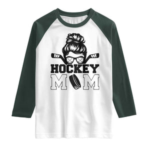 Funny Hockey Mom Quote Raglan Shirt Gift For Hockey Lovers TS12 White Dark Forest Green Print Your Wear