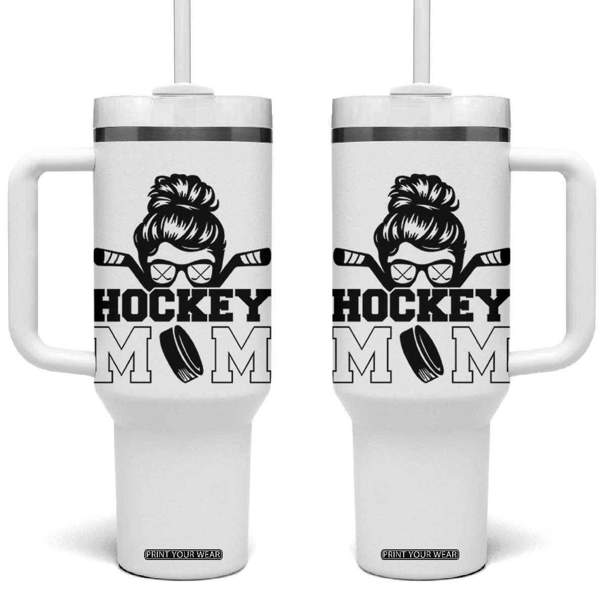 Funny Hockey Mom Quote Tumbler With Handle Gift For Hockey Lovers TS12 One Size: 40 oz White Print Your Wear