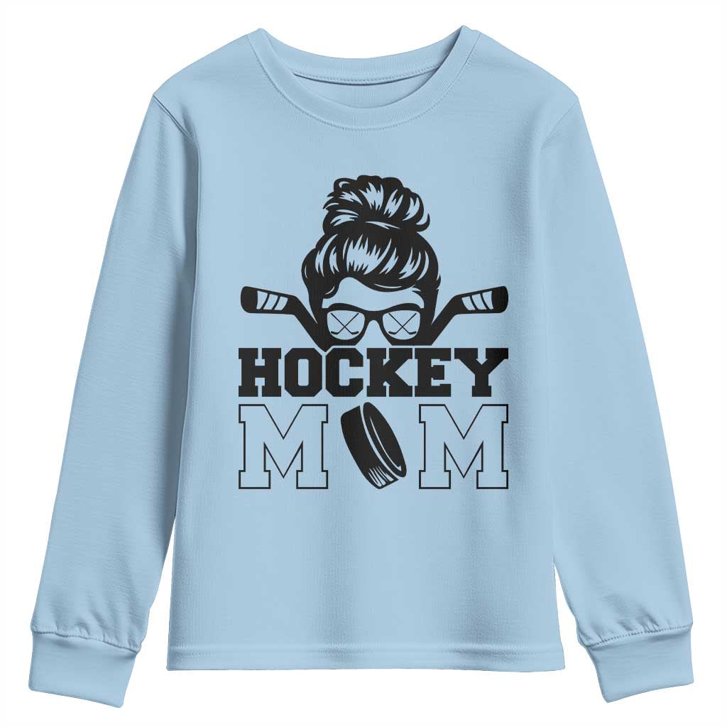 Funny Hockey Mom Quote Youth Sweatshirt Gift For Hockey Lovers TS12 Light Blue Print Your Wear