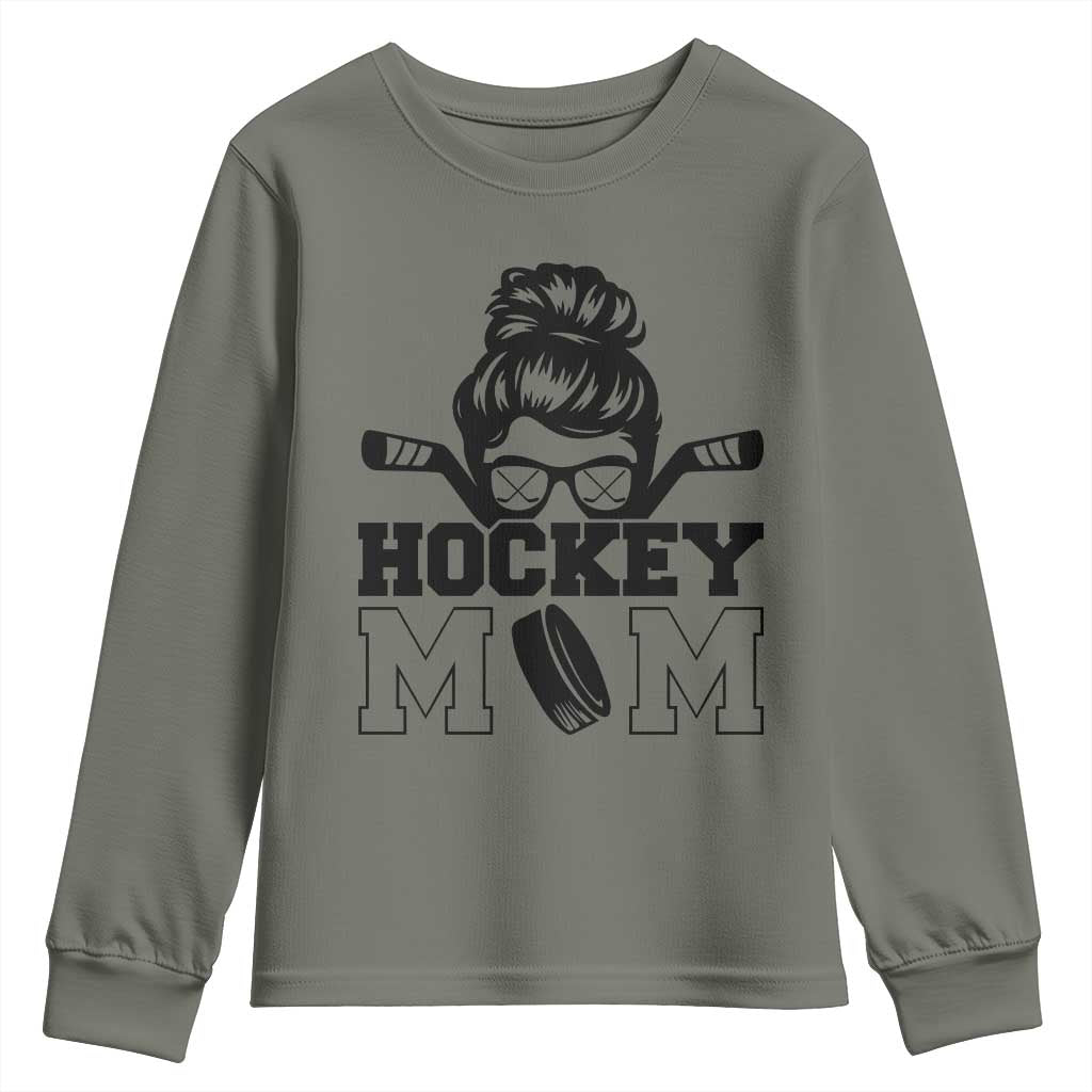 Funny Hockey Mom Quote Youth Sweatshirt Gift For Hockey Lovers TS12 Military Green Print Your Wear