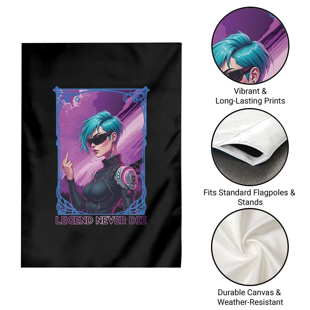 Cyberpunk Girl Legend Never Die Garden Flag Gaming Aesthetic Gift TS12 Print Your Wear
