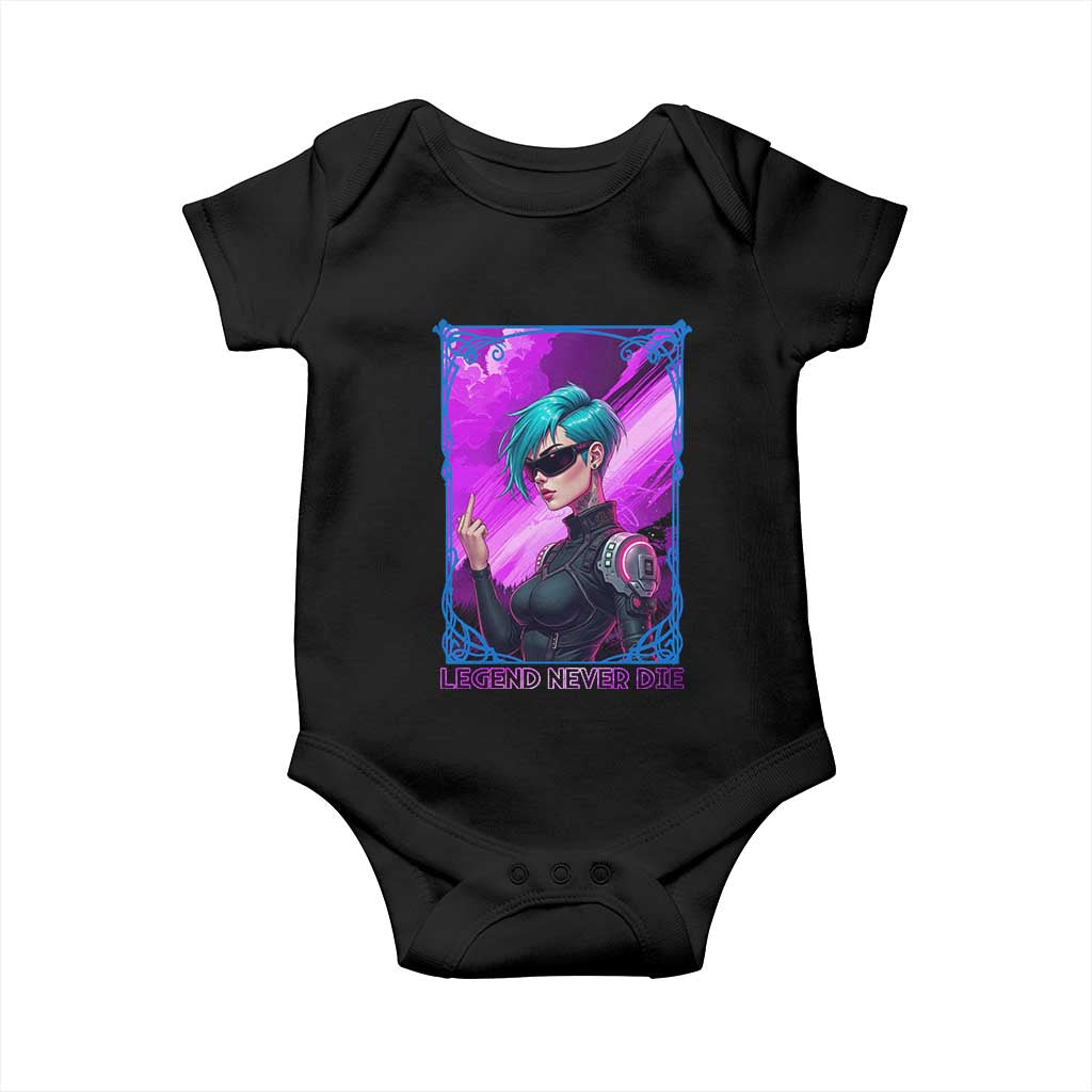 Cyberpunk Girl Legend Never Die Baby Onesie Gaming Aesthetic Gift TS12 Black Print Your Wear