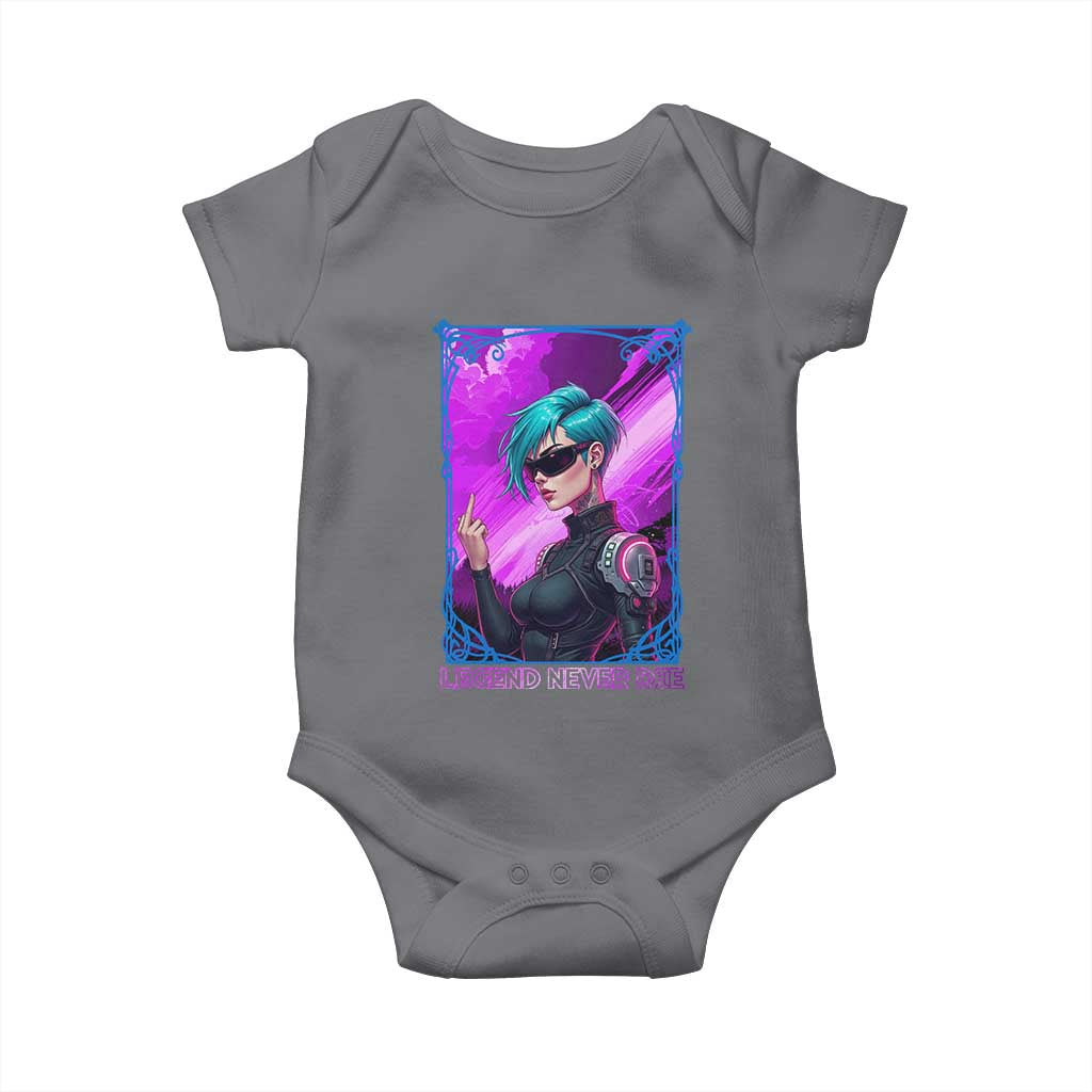 Cyberpunk Girl Legend Never Die Baby Onesie Gaming Aesthetic Gift TS12 Charcoal Print Your Wear
