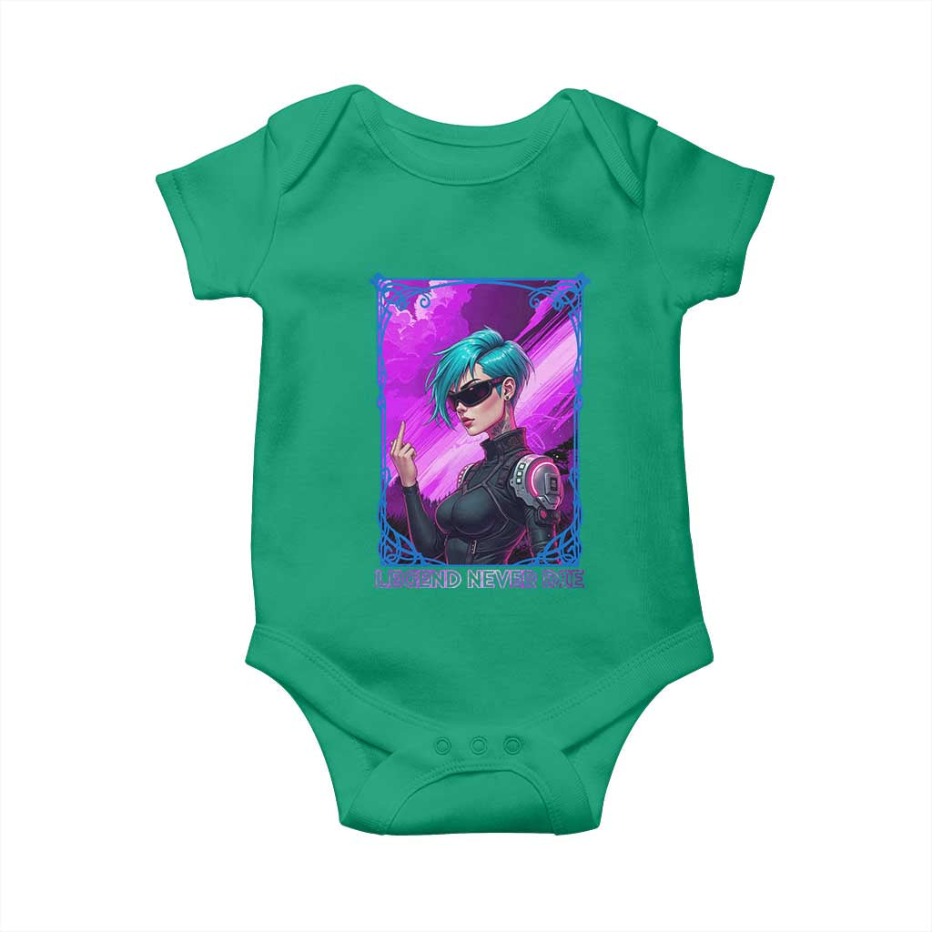 Cyberpunk Girl Legend Never Die Baby Onesie Gaming Aesthetic Gift TS12 Irish Green Print Your Wear