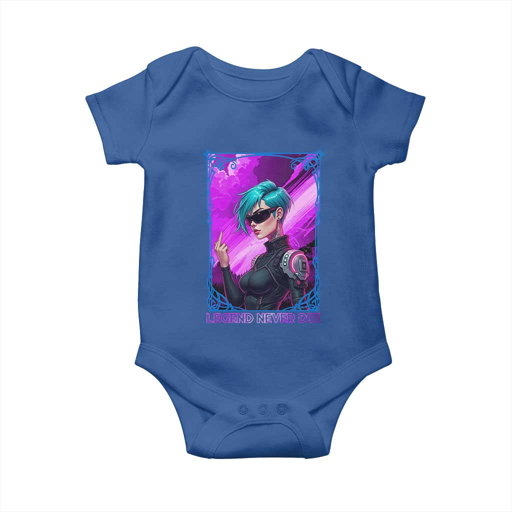 Cyberpunk Girl Legend Never Die Baby Onesie Gaming Aesthetic Gift TS12 Royal Blue Print Your Wear