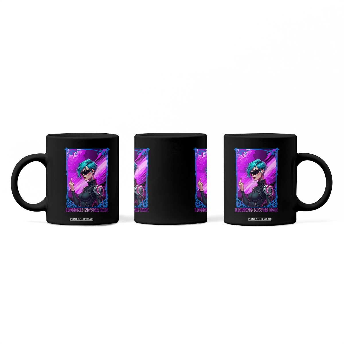 Cyberpunk Girl Legend Never Die Coffee Mug Gaming Aesthetic Gift TS12 Print Your Wear