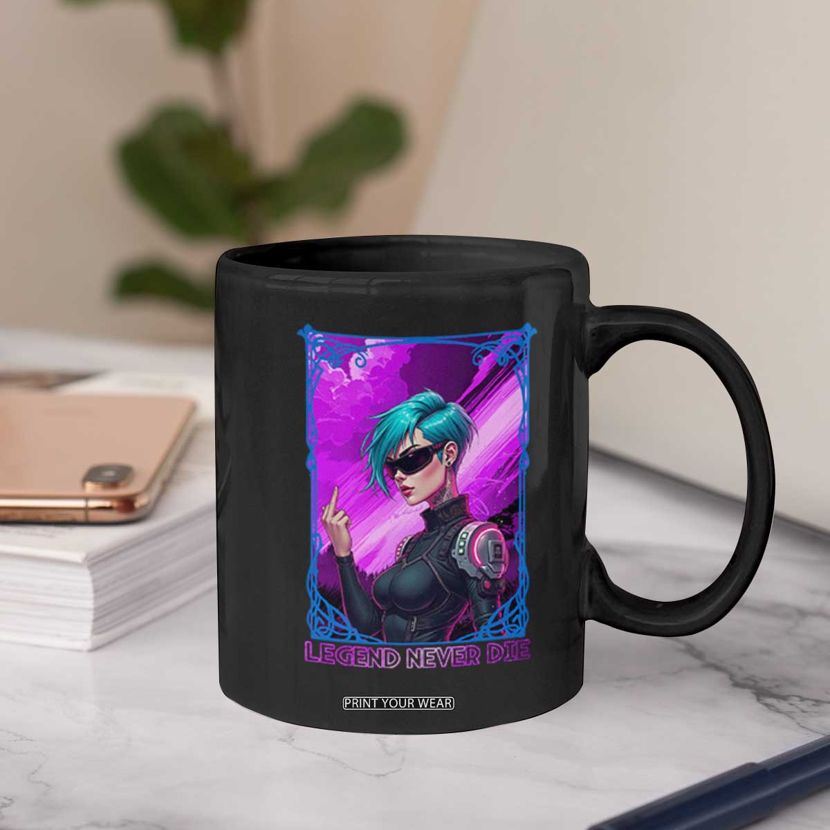 Cyberpunk Girl Legend Never Die Coffee Mug Gaming Aesthetic Gift TS12 Print Your Wear