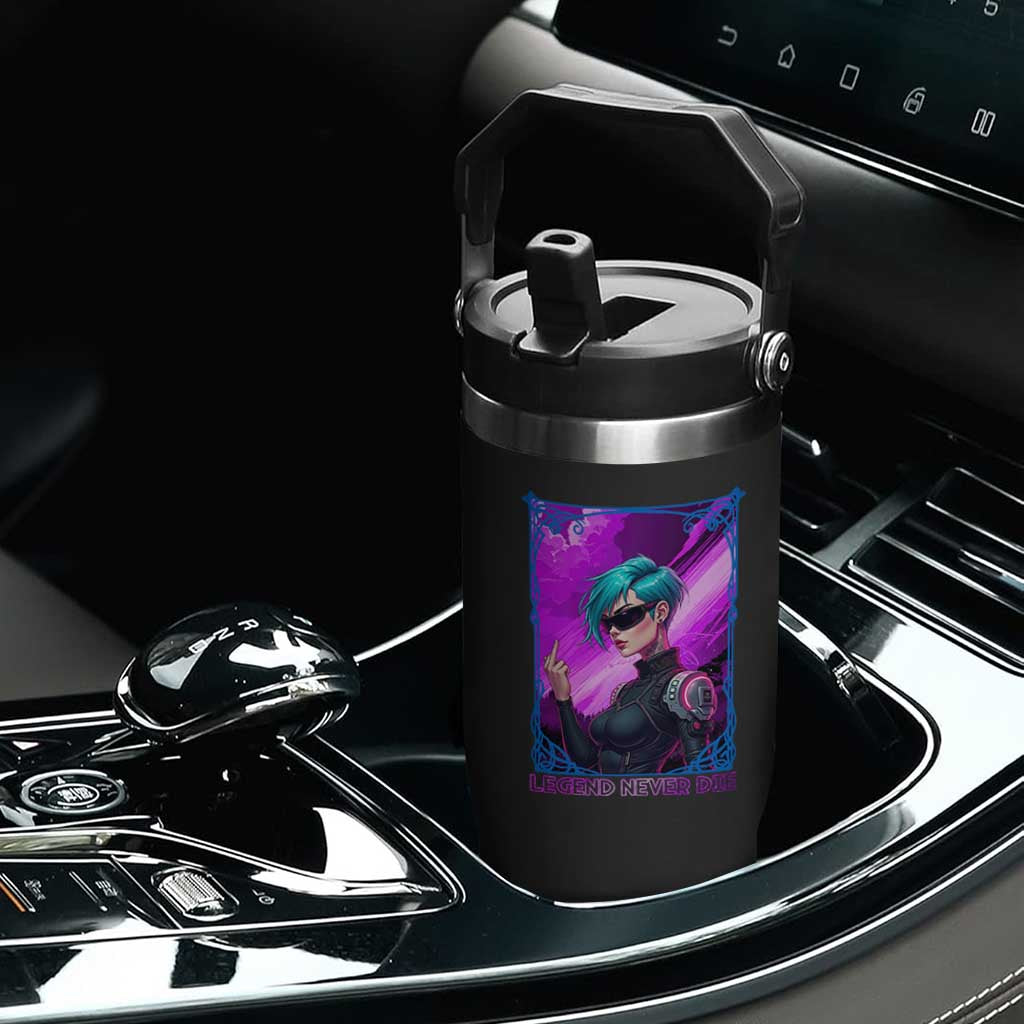 Cyberpunk Girl Legend Never Die Flip Straw Tumbler Gaming Aesthetic Gift TS12 Print Your Wear