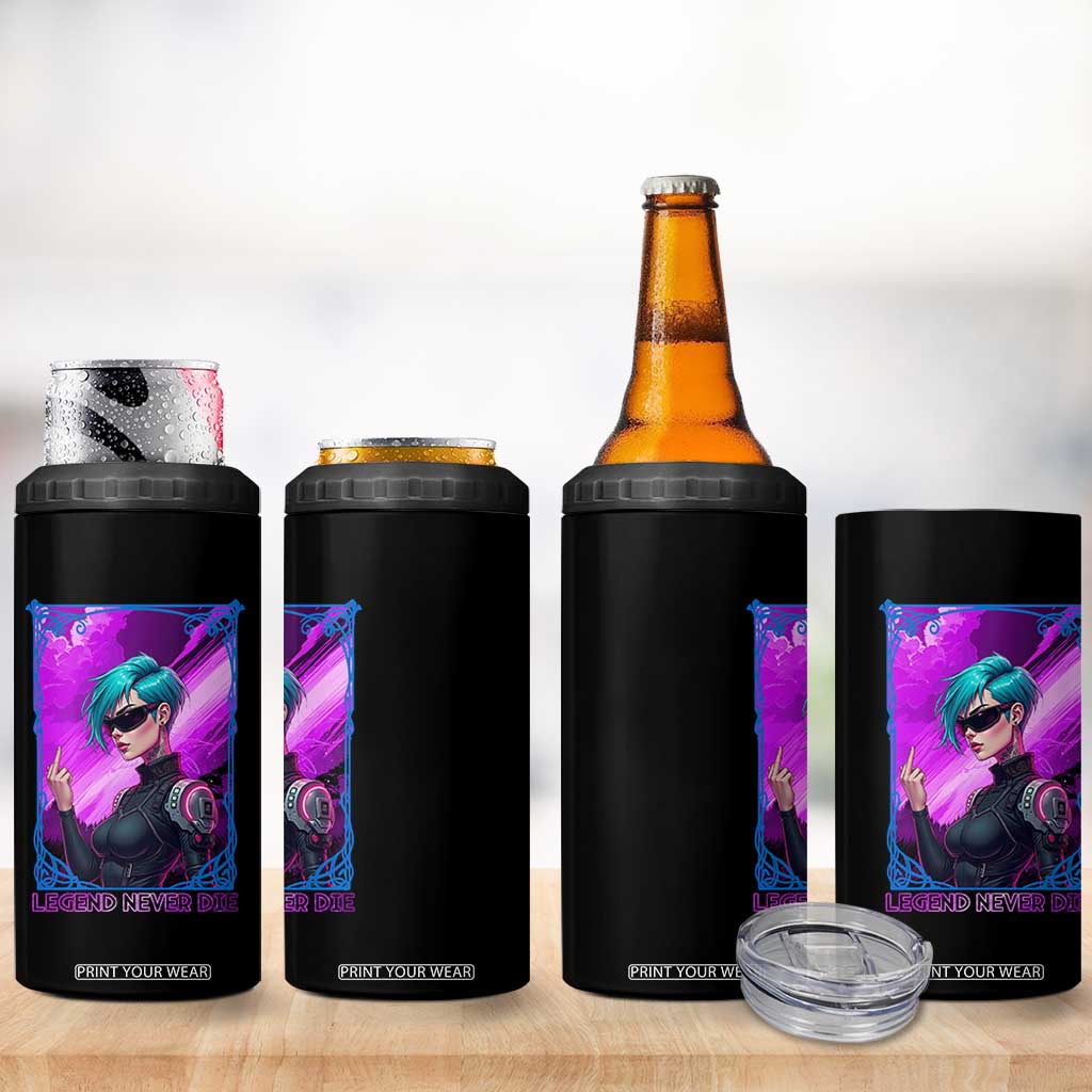 Cyberpunk Girl Legend Never Die 4 in 1 Can Cooler Tumbler Gaming Aesthetic Gift TS12 Print Your Wear