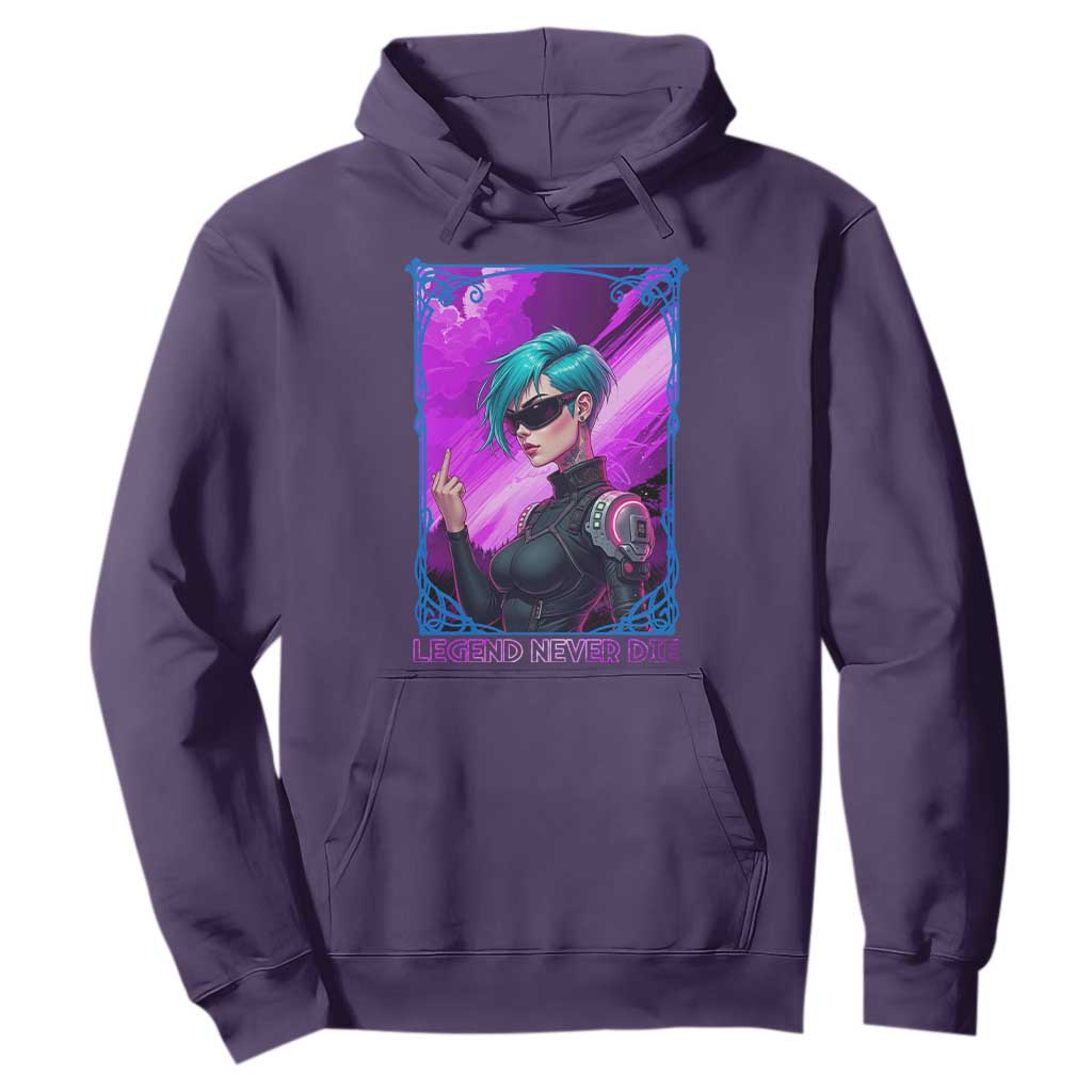 Cyberpunk Girl Legend Never Die Hoodie Gaming Aesthetic Gift TS12 Purple Print Your Wear