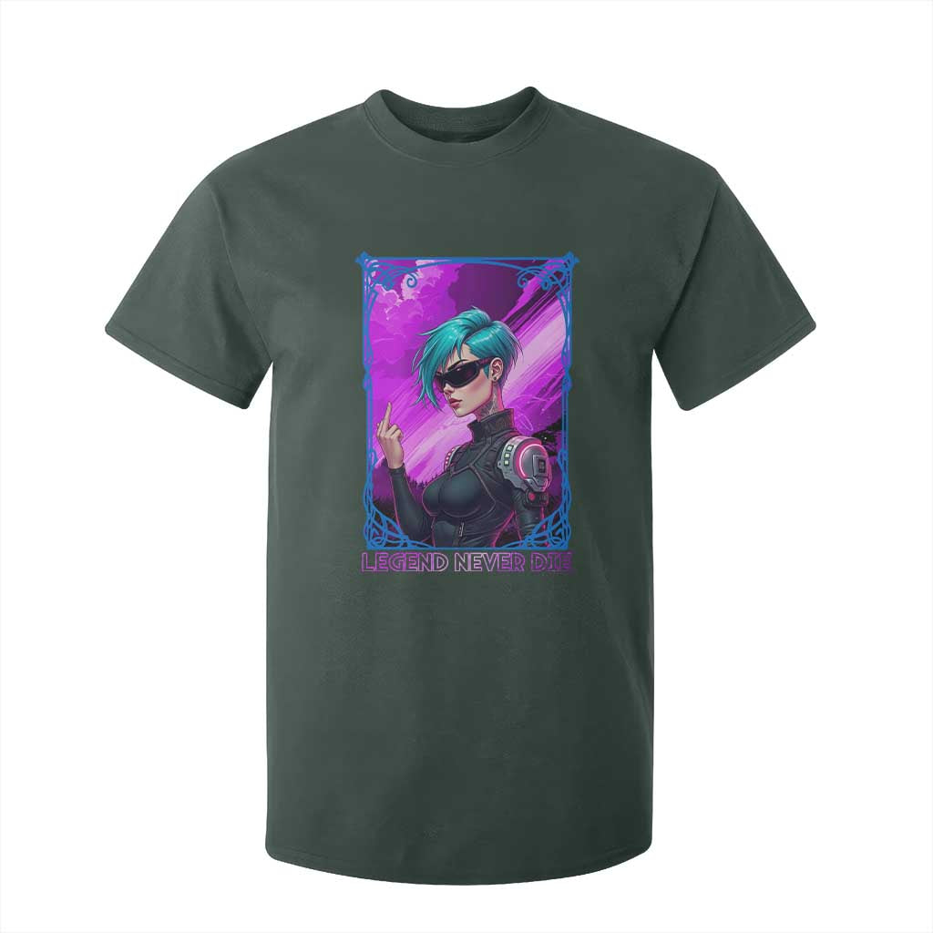Cyberpunk Girl Legend Never Die T Shirt For Kid Gaming Aesthetic Gift TS12 Dark Forest Green Print Your Wear
