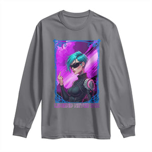 Cyberpunk Girl Legend Never Die Long Sleeve Shirt Gaming Aesthetic Gift TS12 Charcoal Print Your Wear