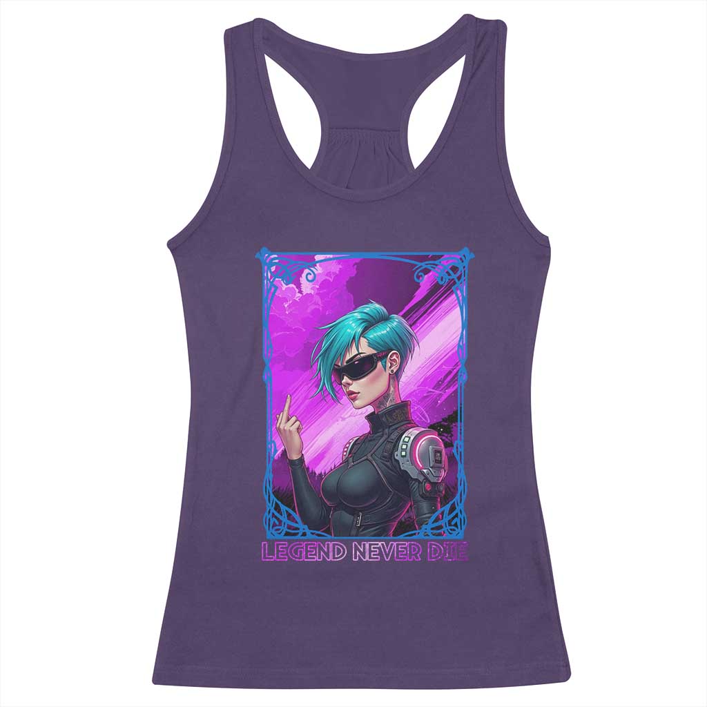 Cyberpunk Girl Legend Never Die Racerback Tank Top Gaming Aesthetic Gift TS12 Purple Print Your Wear