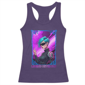 Cyberpunk Girl Legend Never Die Racerback Tank Top Gaming Aesthetic Gift TS12 Purple Print Your Wear