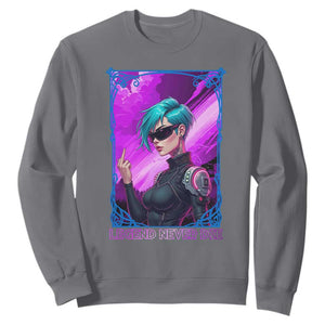 Cyberpunk Girl Legend Never Die Sweatshirt Gaming Aesthetic Gift TS12 Charcoal Print Your Wear