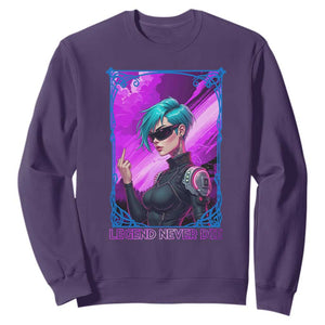 Cyberpunk Girl Legend Never Die Sweatshirt Gaming Aesthetic Gift TS12 Purple Print Your Wear