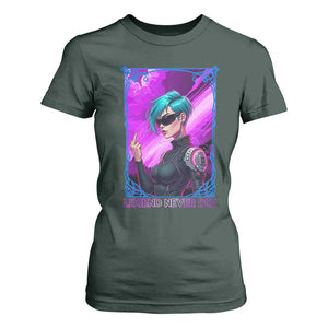 Cyberpunk Girl Legend Never Die T Shirt For Women Gaming Aesthetic Gift TS12 Dark Forest Green Print Your Wear