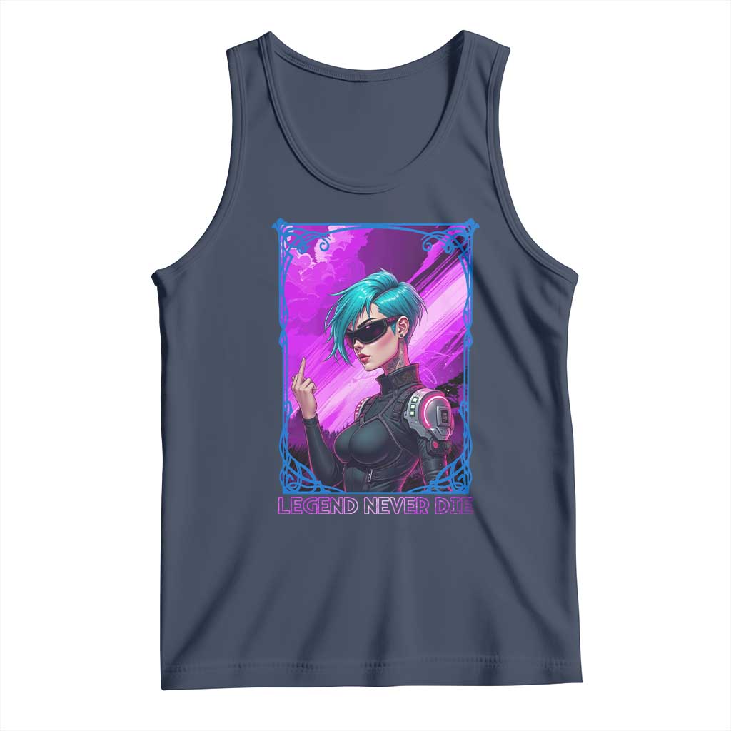 Cyberpunk Girl Legend Never Die Tank Top Gaming Aesthetic Gift TS12 Navy Print Your Wear