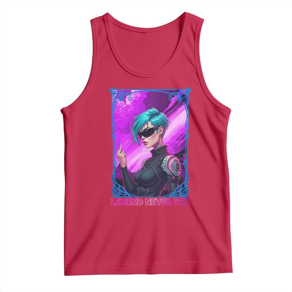 Cyberpunk Girl Legend Never Die Tank Top Gaming Aesthetic Gift TS12 Red Print Your Wear