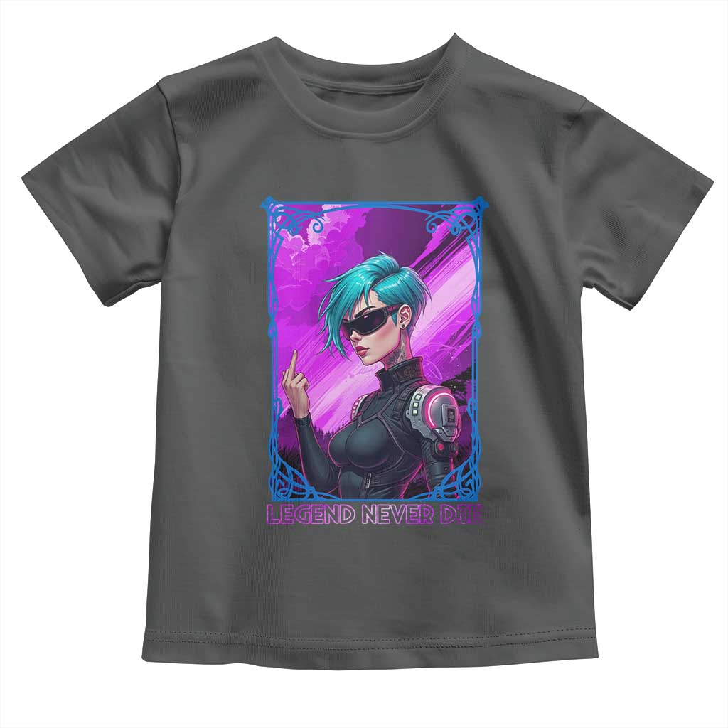 Cyberpunk Girl Legend Never Die Toddler T Shirt Gaming Aesthetic Gift TS12 Dark Heather Print Your Wear