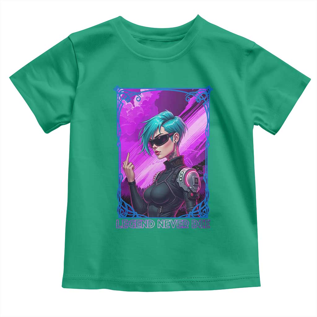 Cyberpunk Girl Legend Never Die Toddler T Shirt Gaming Aesthetic Gift TS12 Irish Green Print Your Wear