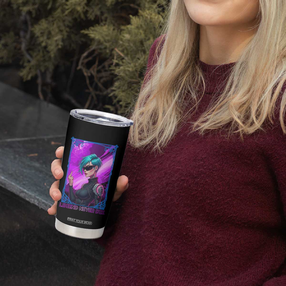 Cyberpunk Girl Legend Never Die Tumbler Cup Gaming Aesthetic Gift TS12 Print Your Wear