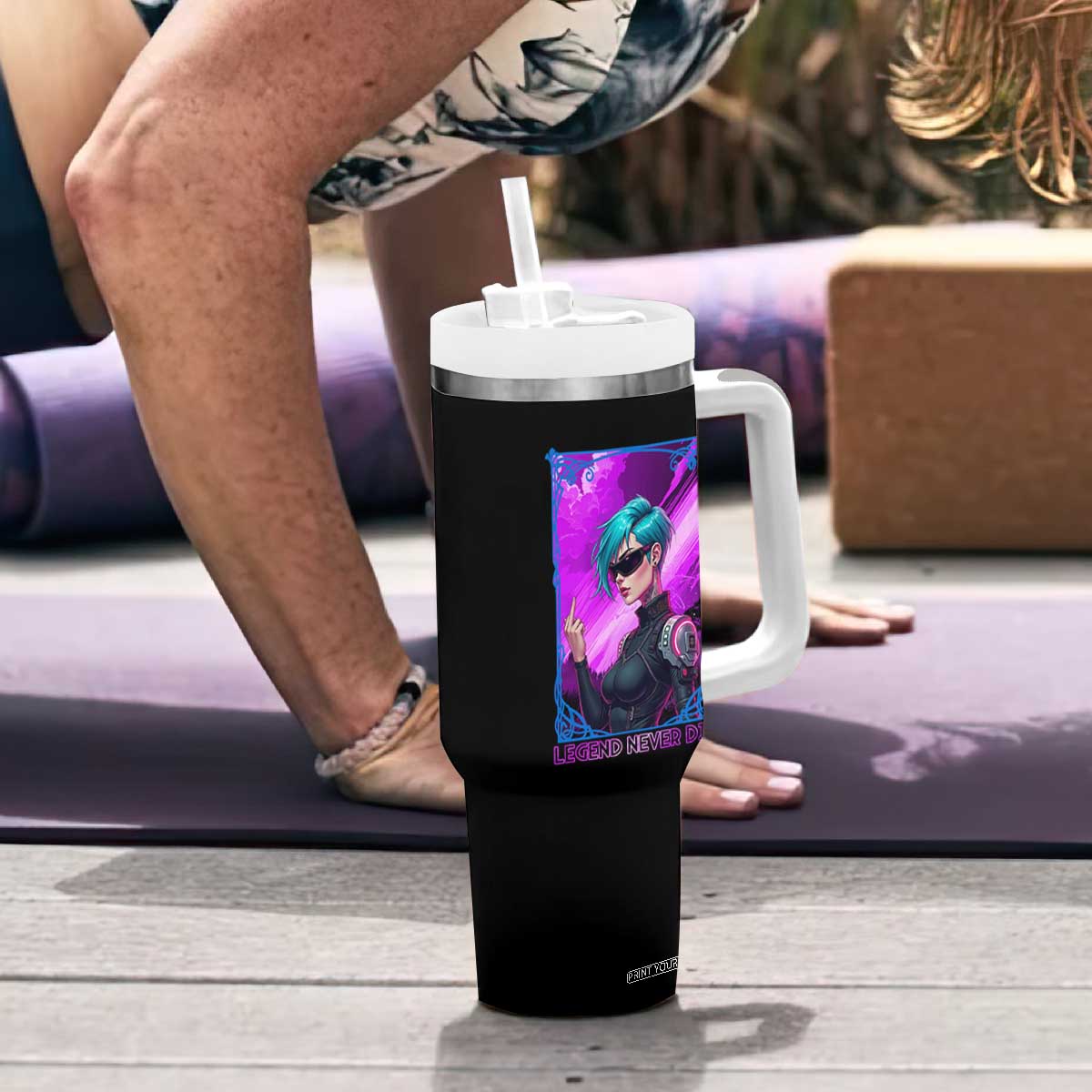 Cyberpunk Girl Legend Never Die Tumbler With Handle Gaming Aesthetic Gift TS12 Print Your Wear