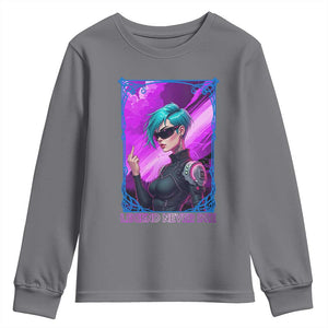 Cyberpunk Girl Legend Never Die Youth Sweatshirt Gaming Aesthetic Gift TS12 Charcoal Print Your Wear