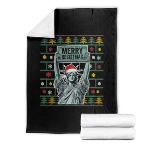 Funny Liberty Statue Ugly Sweater Gift Throw Blanket Merry Resistmas TS12 Black Print Your Wear