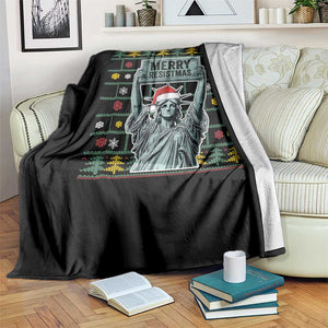 Funny Liberty Statue Ugly Sweater Gift Throw Blanket Merry Resistmas TS12 Print Your Wear