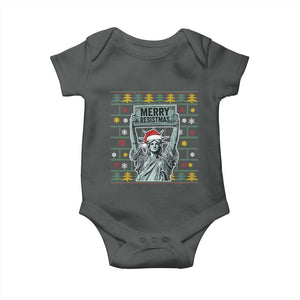 Funny Liberty Statue Ugly Sweater Gift Baby Onesie Merry Resistmas TS12 Dark Heather Print Your Wear