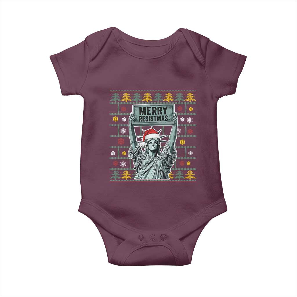 Funny Liberty Statue Ugly Sweater Gift Baby Onesie Merry Resistmas TS12 Maroon Print Your Wear