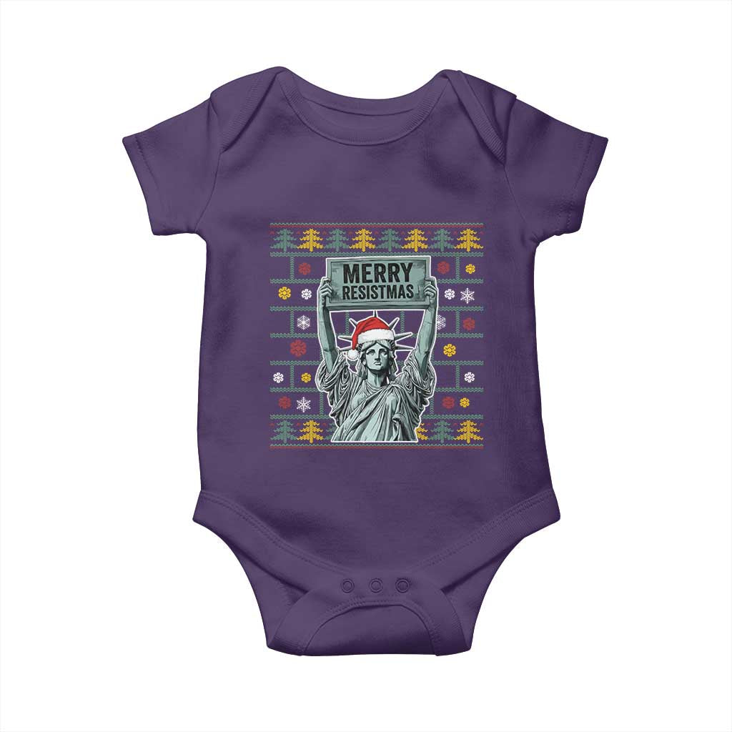 Funny Liberty Statue Ugly Sweater Gift Baby Onesie Merry Resistmas TS12 Purple Print Your Wear