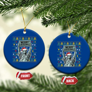 Funny Liberty Statue Ugly Sweater Gift Ceramic Ornament Merry Resistmas - Print Your Wear