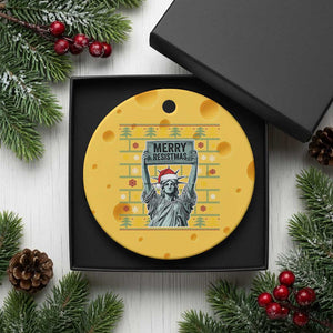 Funny Liberty Statue Ugly Sweater Gift Ceramic Ornament Merry Resistmas - Print Your Wear
