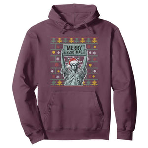 Funny Liberty Statue Ugly Sweater Gift Hoodie Merry Resistmas TS12 Maroon Print Your Wear