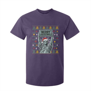 Funny Liberty Statue Ugly Sweater Gift T Shirt For Kid Merry Resistmas TS12 Purple Print Your Wear