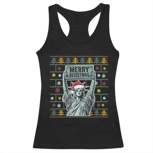 Funny Liberty Statue Ugly Sweater Gift Racerback Tank Top Merry Resistmas - Print Your Wear