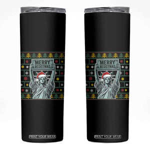 Funny Liberty Statue Ugly Sweater Gift Skinny Tumbler Merry Resistmas TS12 Black Print Your Wear