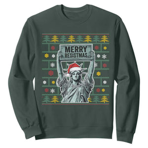 Funny Liberty Statue Ugly Sweater Gift Sweatshirt Merry Resistmas - Print Your Wear