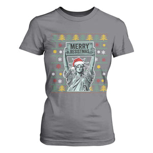 Funny Liberty Statue Ugly Sweater Gift T Shirt For Women Merry Resistmas TS12 Charcoal Print Your Wear